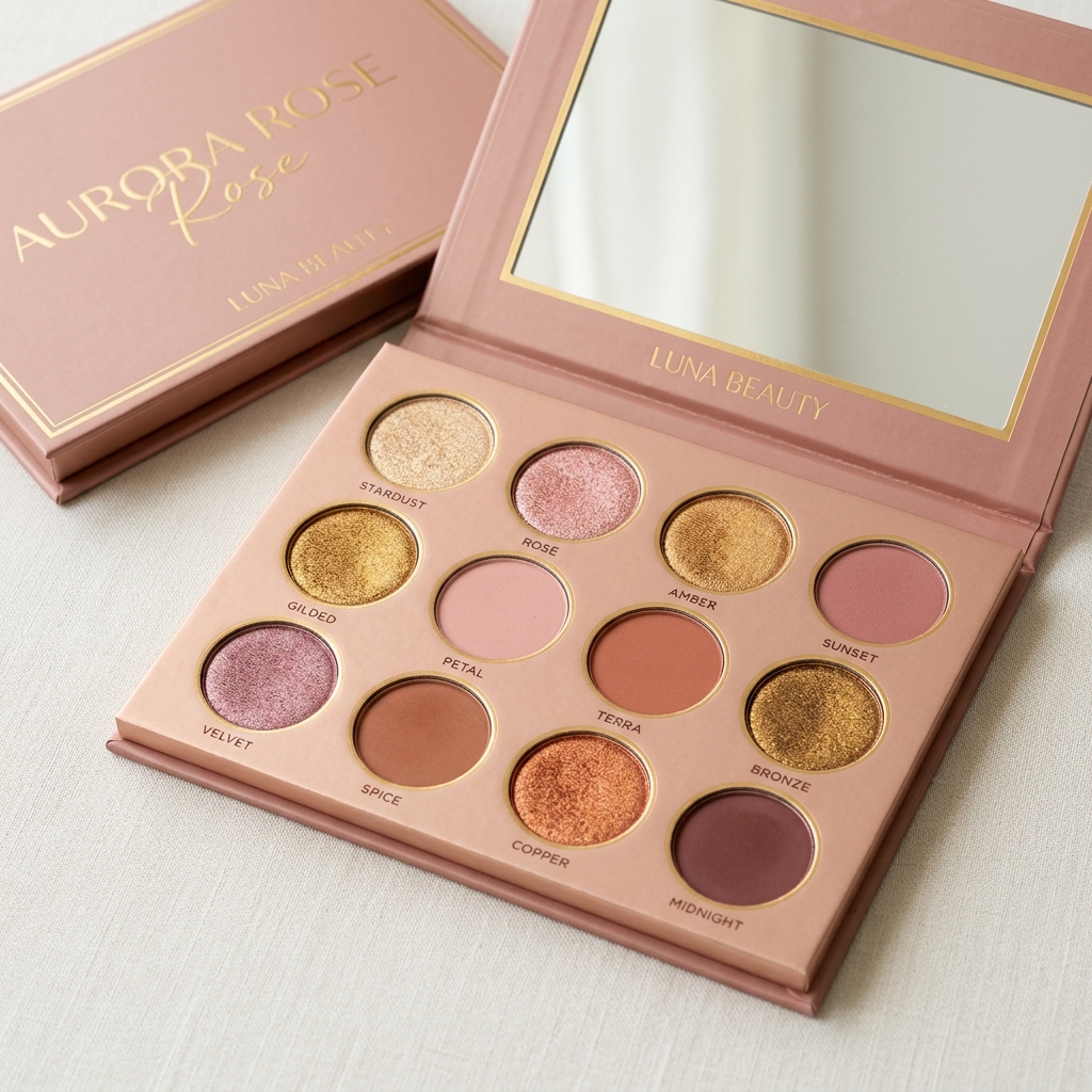 Paleta de sombras Aurora Rose 12 tonos cálidos